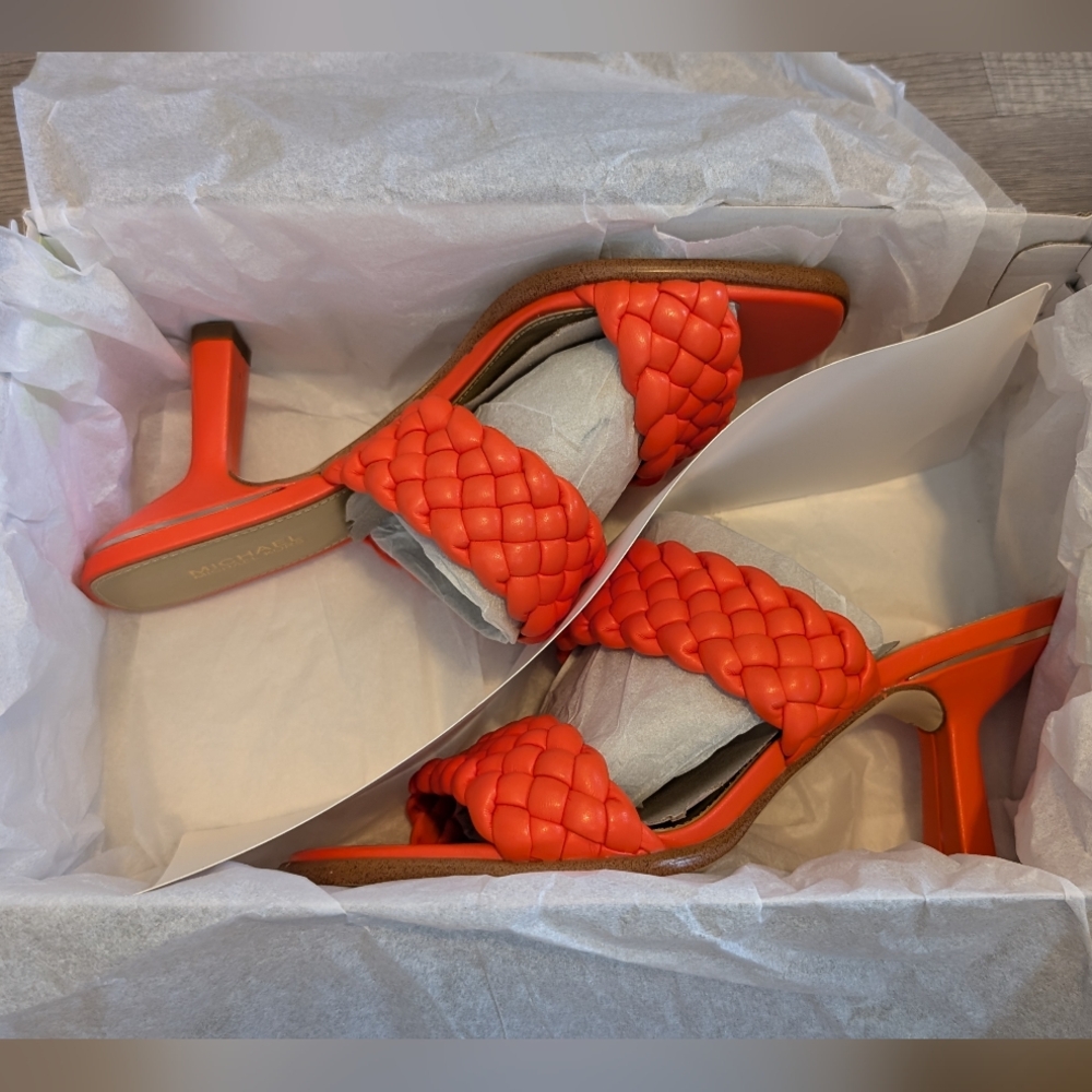 Michael Kors Bold Orange Braided Sandals - Picture 3 of 4